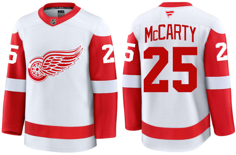 Men's White Detroit Red Wings #25 Darren McCarty 2024 Road Stitched Hockey Jersey